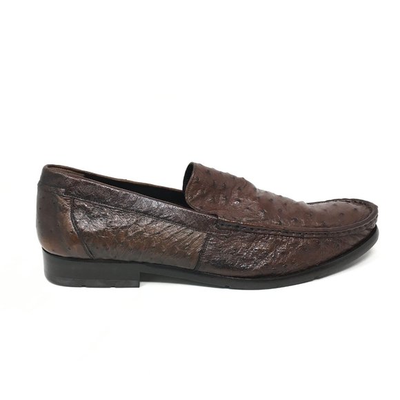 Men\'s Mezlan Platinum Cannes Loafers Shoes Size 12 Brown Full Ostrich Quill